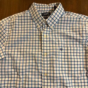 Chaps White & Blue Plaid Men's Shirt Button Down Size XL